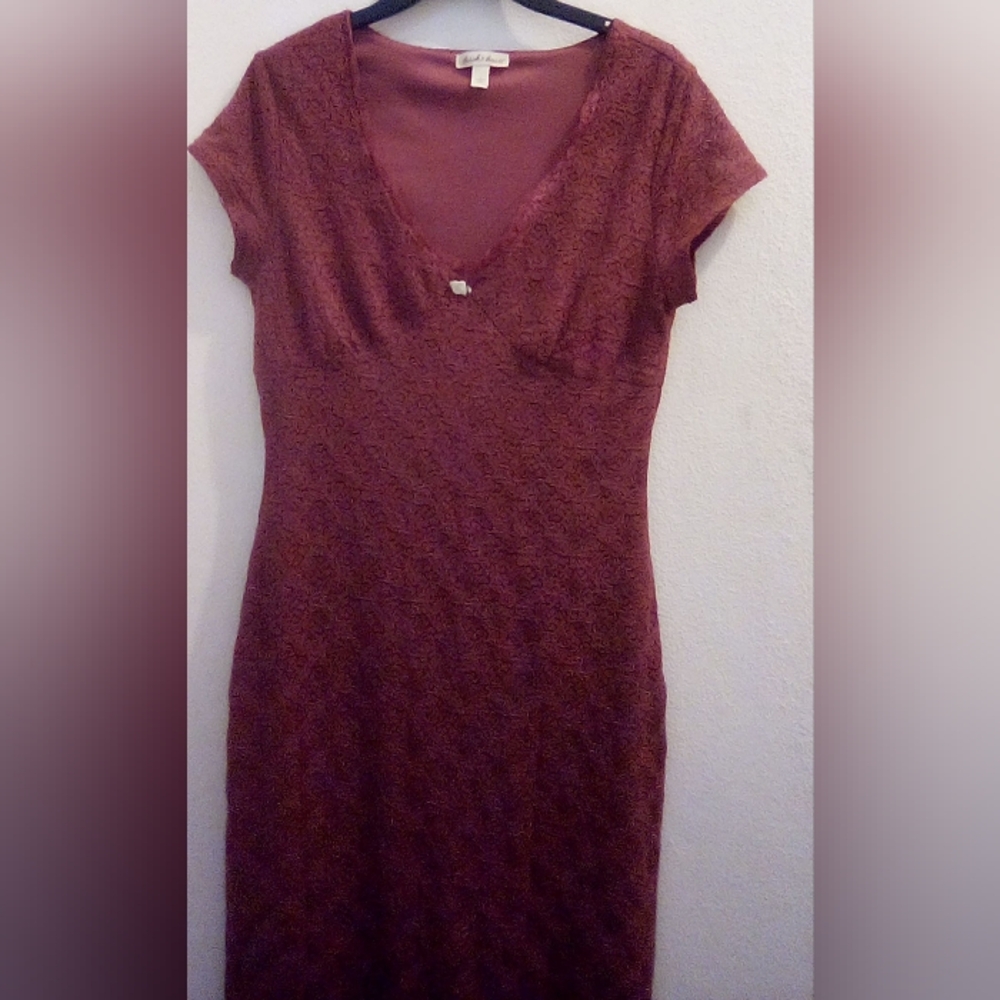 Derek Heart Elegant Lace Bohemian Deep V-Neck Purple Dress Size L